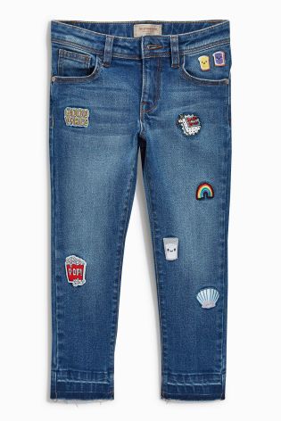 Denim Mid Blue Badge Skinny Jeans (3-16yrs)